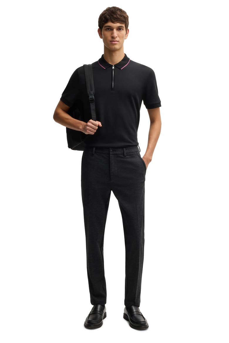 Paras Quarter Zip Cotton Polo, Alternate, color, BLACK