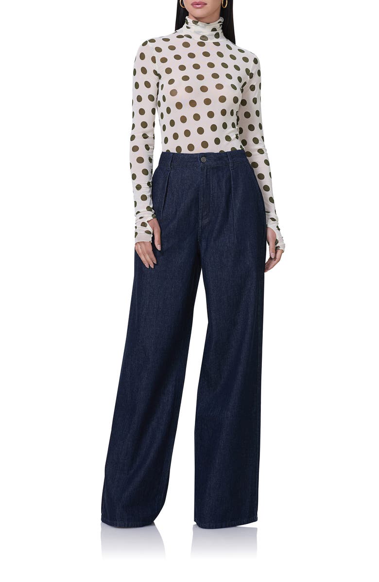 AFRM Zadie Print Mesh Turtleneck Top | Nordstromrack