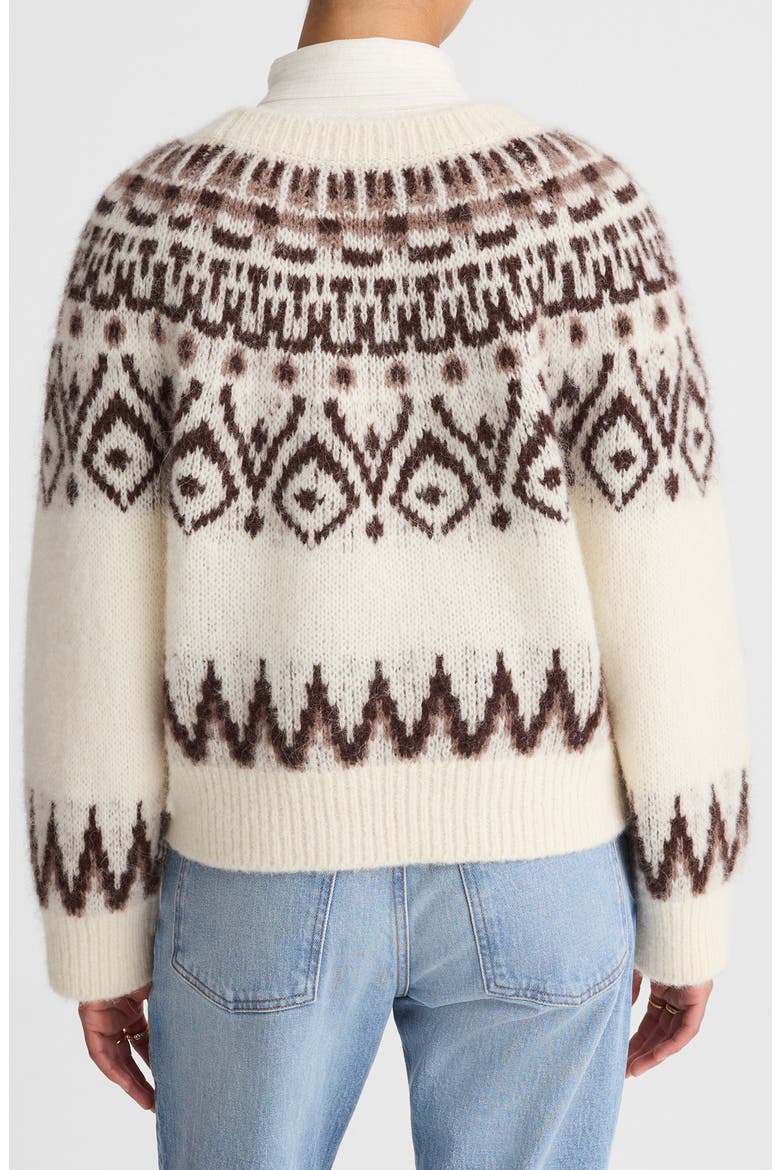 Fair Isle Wool & Alpaca Blend Sweater, Alternate, color, WHITE AND BROWN FAIR ISLE