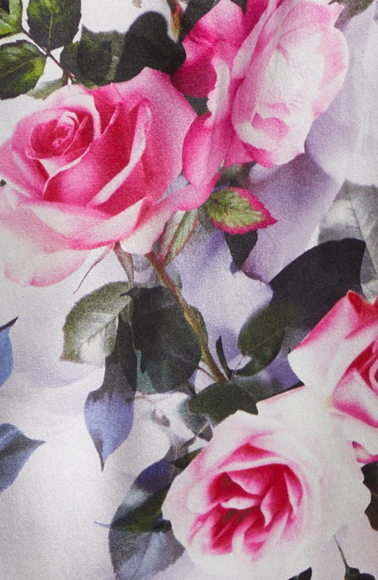 L'AGENCE Dani Floral Print Three-Quarter Sleeve Silk Button-Up Shirt, Alternate, color, Pink Multi Water Rose