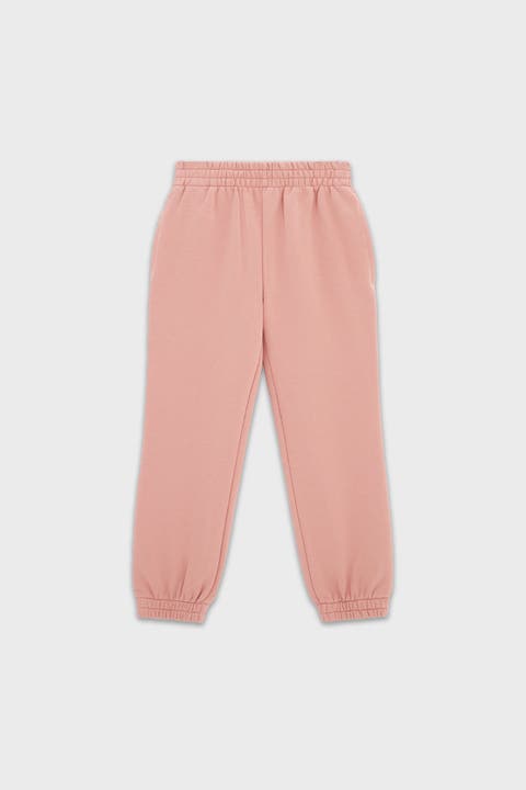 Girls Cotton Sweatpants Elastic Waist Pink