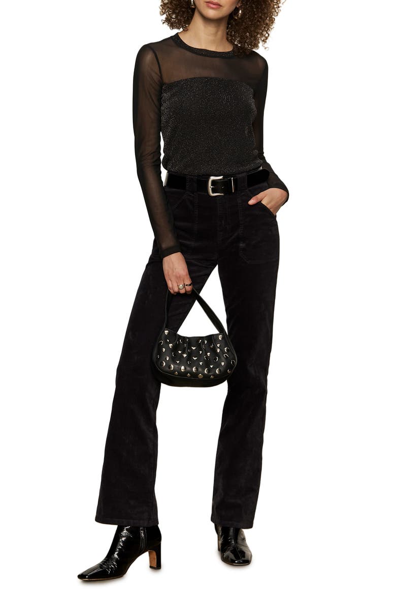Sparkle Mesh Tee, Alternate, color, BLACK