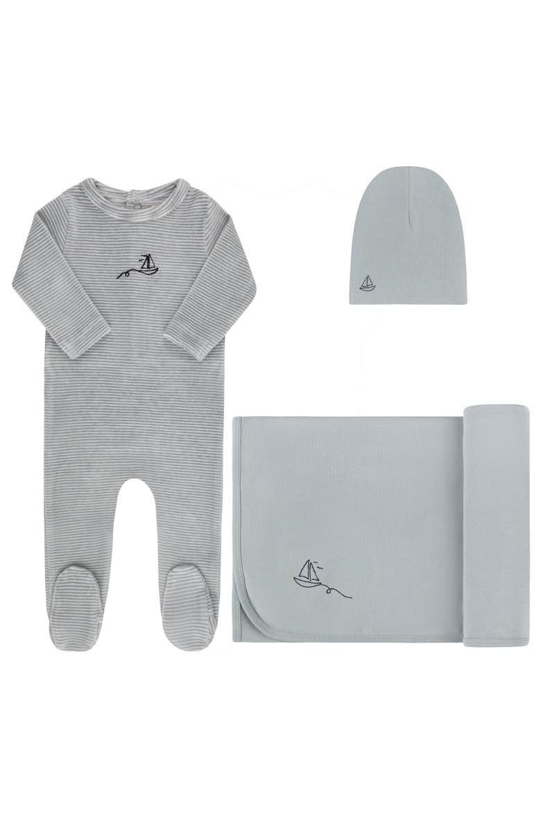 Ely's & Co. Velour Stripe Collection - Take Me Home Set, Main, color, Light Blue