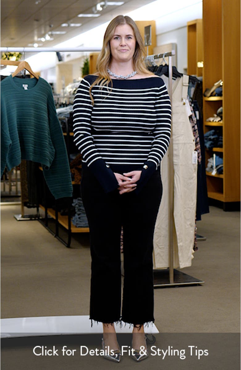 Anya Stripe Rib Boat Neck Sweater, sales video thumbnail