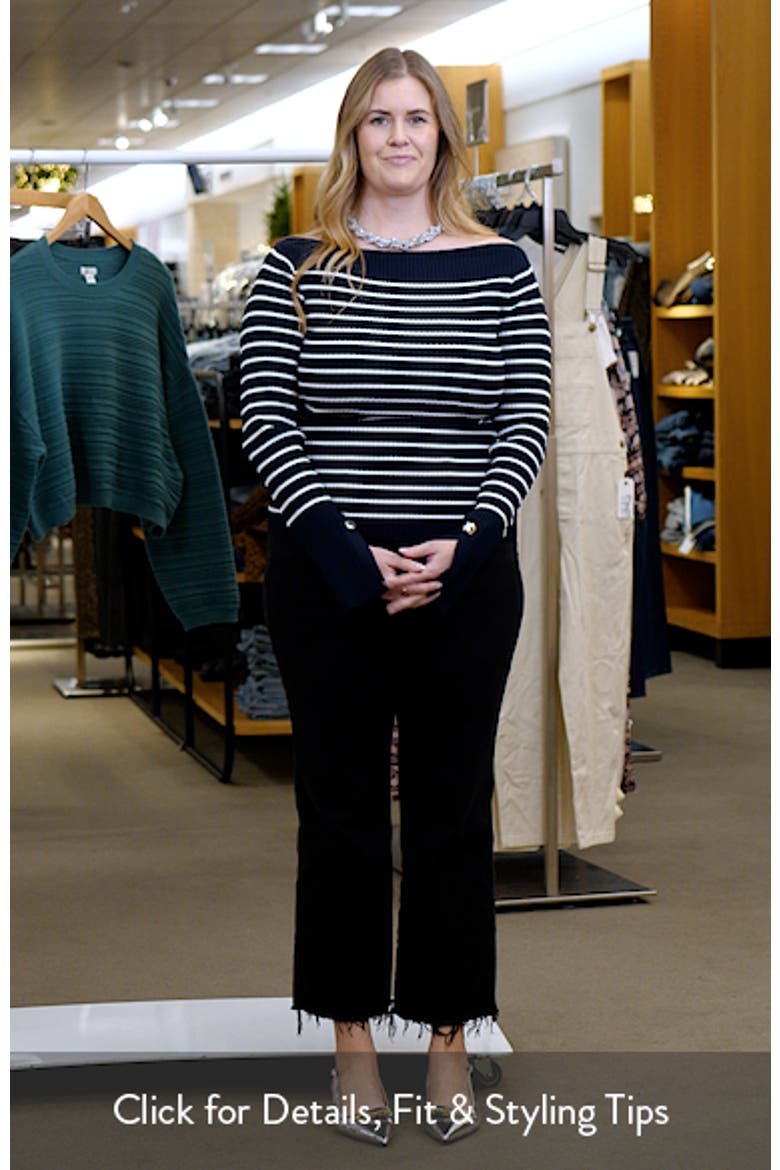 Anya Stripe Rib Boat Neck Sweater video