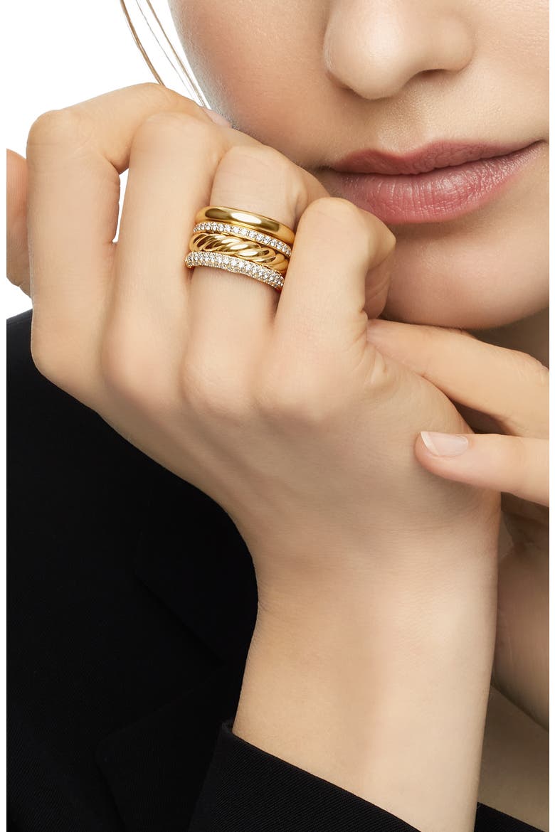 Mercer™ Multirow Ring with Pavé Diamonds, Alternate, color, 18K YELLOW GOLD