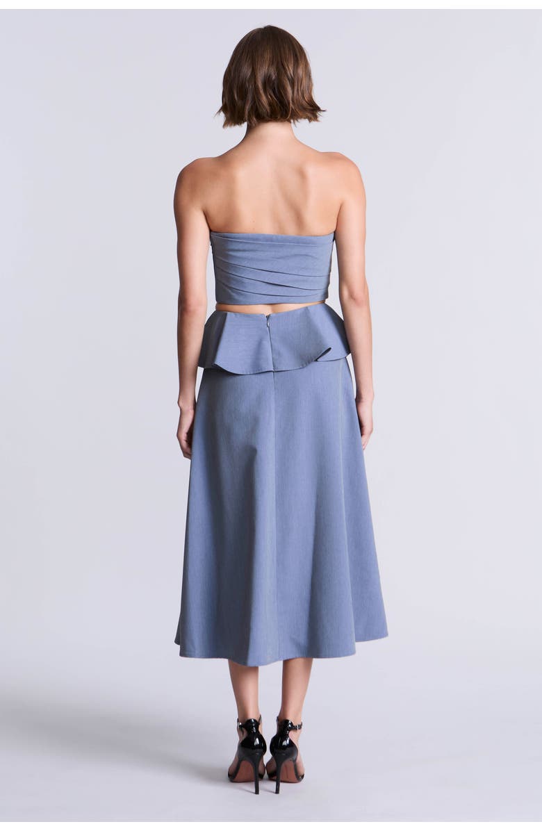 BCBGMAXAZRIA Solid Suiting Fabric Bustier, Alternate, color, Yarn Dye Denim Blue Suiting