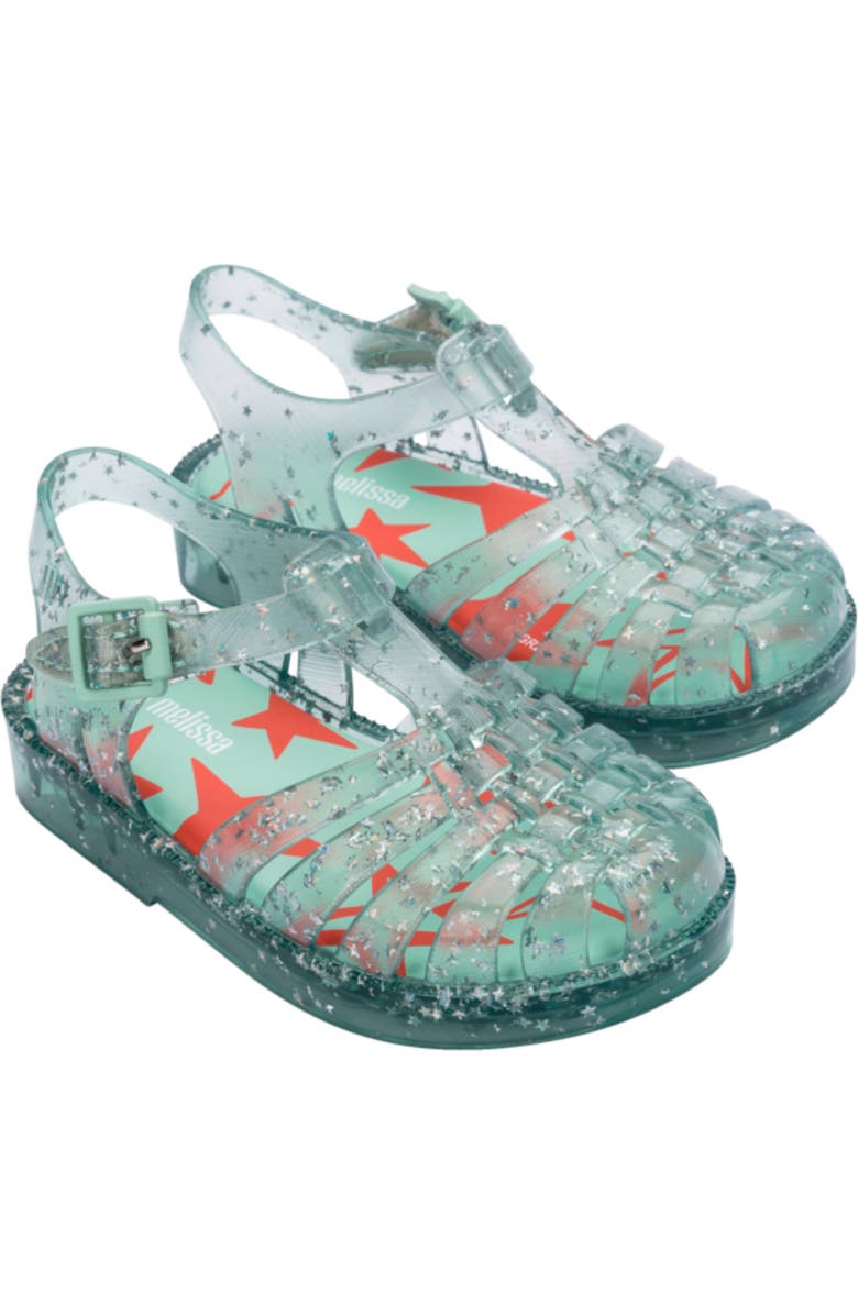 Mini Melissa Kids' Possession Metallic Jelly Sandal, Main, color, Glitter Green