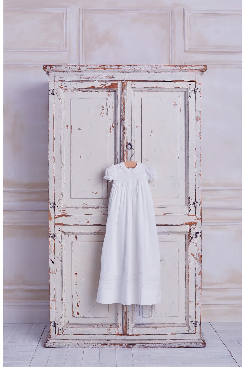 Silene Christening Gown & Bonnet Set, Alternate, color, WHITE