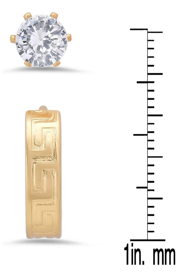 Men's Set of 2 Crystal Stud & Huggie Hoop Earrings, Alternate, color, GOLD
