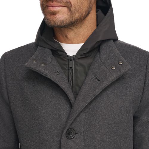 Kenneth Cole Wool Car Coat In Charcoal
