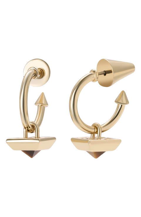 Pyramid Charm Hoop Earrings
