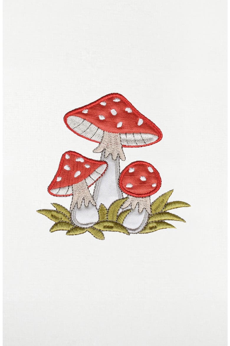Set of 2 Spring Mushrooms Embroidered Turkish Cotton Hand Towels, Alternate, color, WHITE