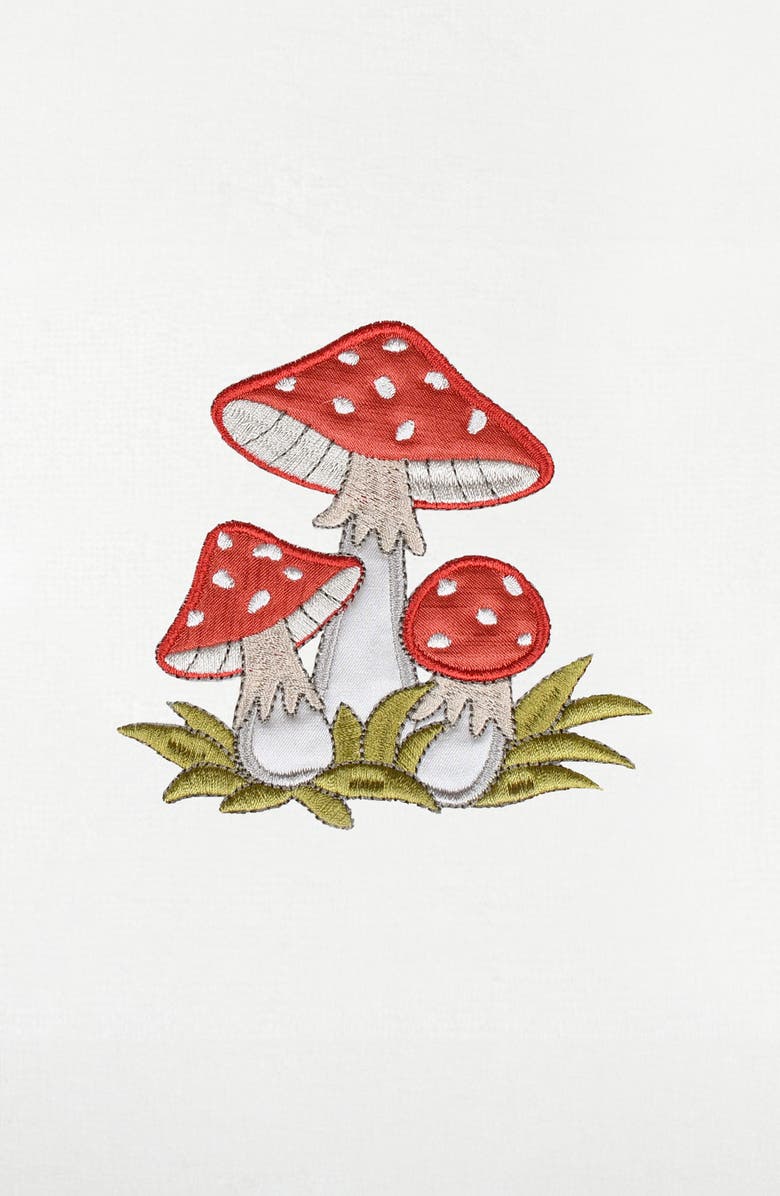 Linum Home Textiles Set of 2 Spring Mushrooms Embroidered Turkish Cotton Hand Towels, Alternate, color, White