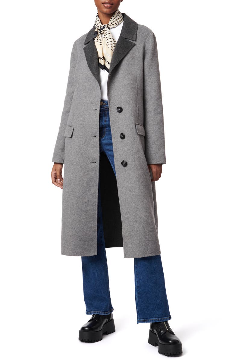 Bernardo Double Face Tailored Coat, Main, color, Light Grey/Charcoal