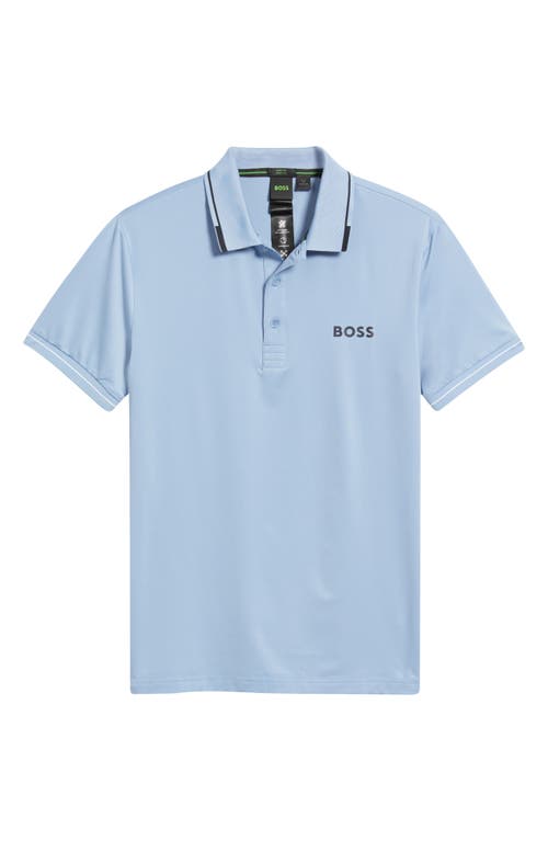 Shop Hugo Boss Boss Paul Pro Active Performance Polo In Open Blue