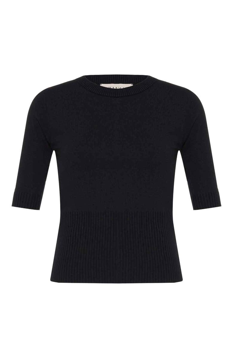 THEO The Label Nomia Ribbed Waist Crew Sweater Tee, Alternate, color,