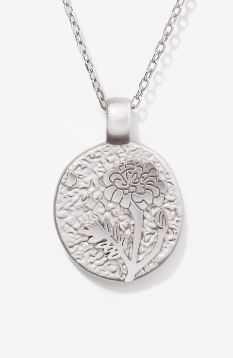 Silver Birth Flower Necklace