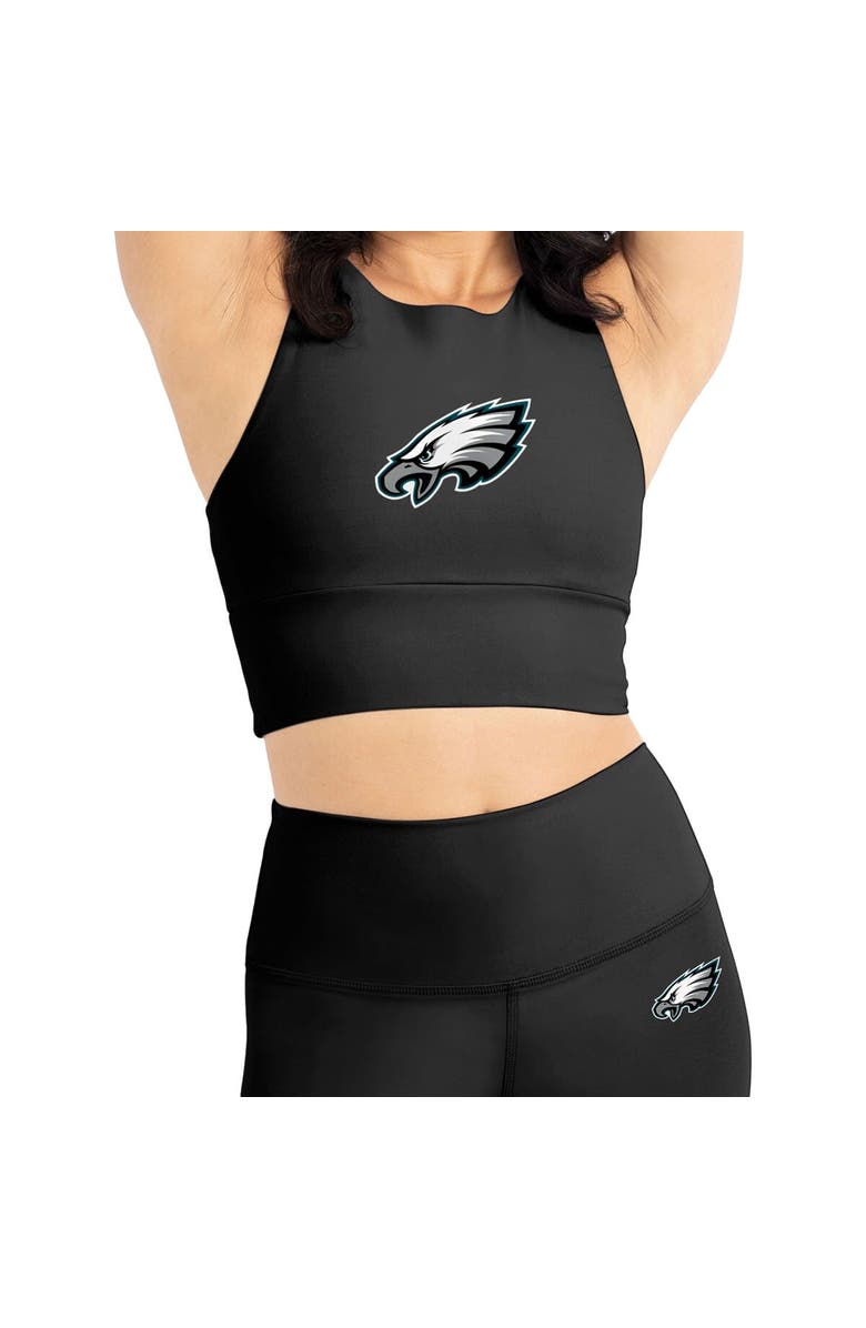 Kadi Brand Women's Black Philadelphia Eagles Leggings & Midi Bra Set, Alternate, color, 