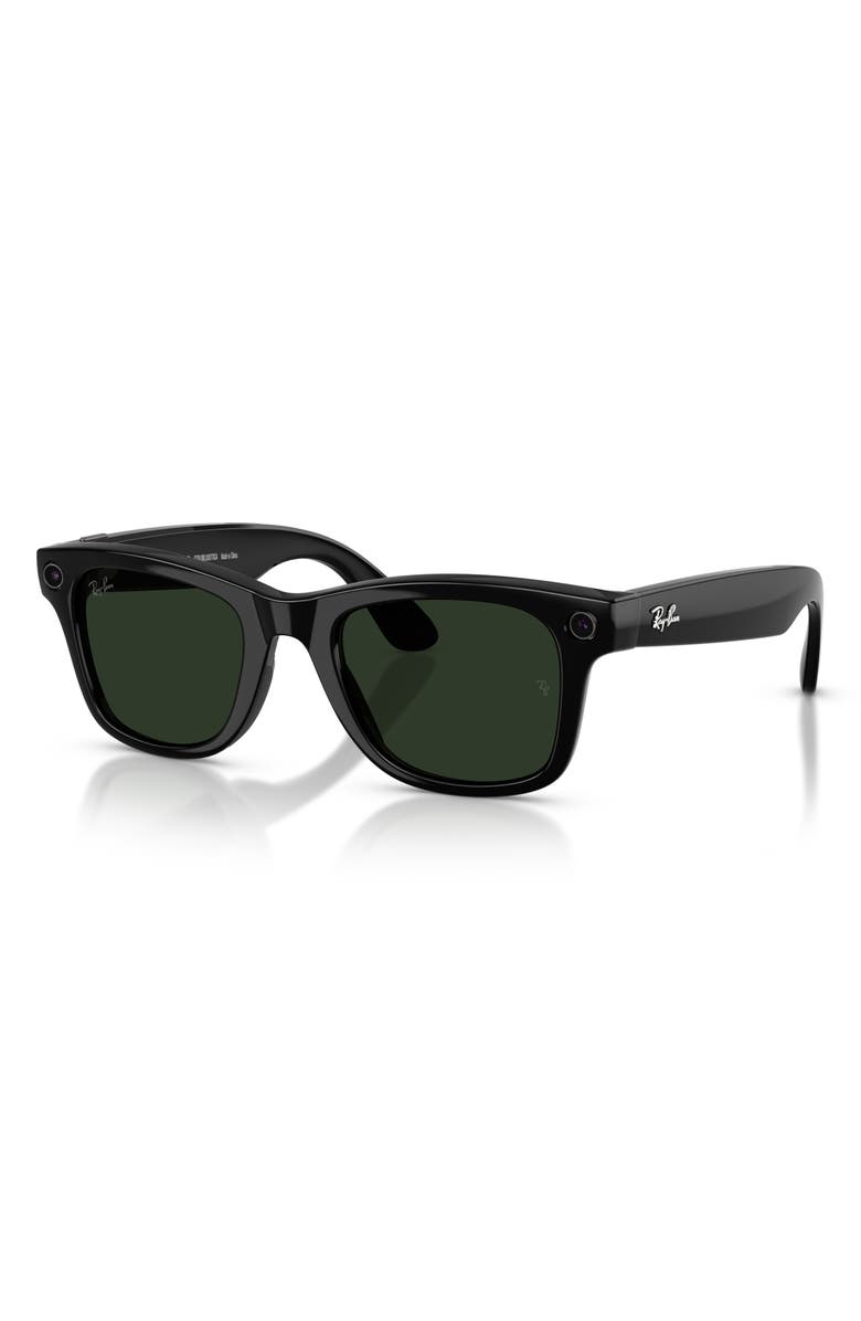 Ray-Ban Meta Wayfarer Gen 2 50mm Square AI Sunglasses, Alternate, color, Shiny Black Transitions Green