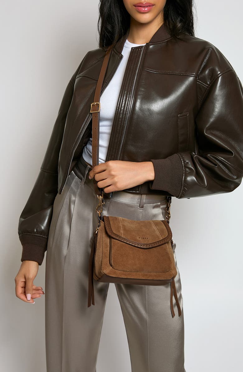 AIMEE All for Love Leather Mini Crossbody Bag, Alternate, color, Coffee Suede