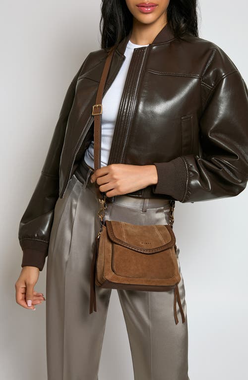 Aimee All For Love Leather Mini Crossbody Bag In Brown