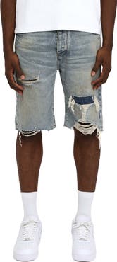 PURPLE BRAND Faros Rip Patch Denim Shorts