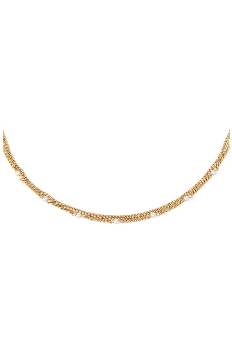 Faux Pearl Double Layer Necklace, Main, color, PEARL/ VINTAGE GOLD
