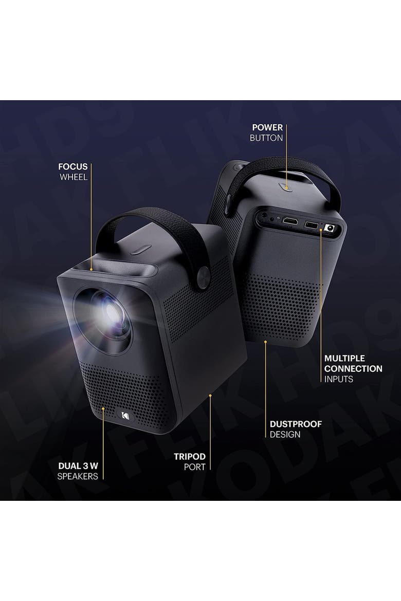 FLIK HD9 Smart Projector, Portable Mini Projector with Android TV & Bluetooth, Alternate, color, Black
