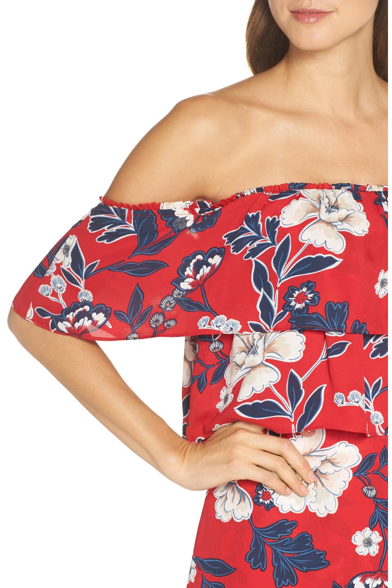 BB Dakota Taylore Convertible Strap Maxi Dress, Alternate, color, RED FLORAL PRINT