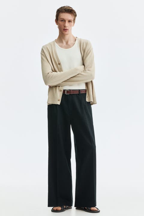 Loose-fit linen-blend pants