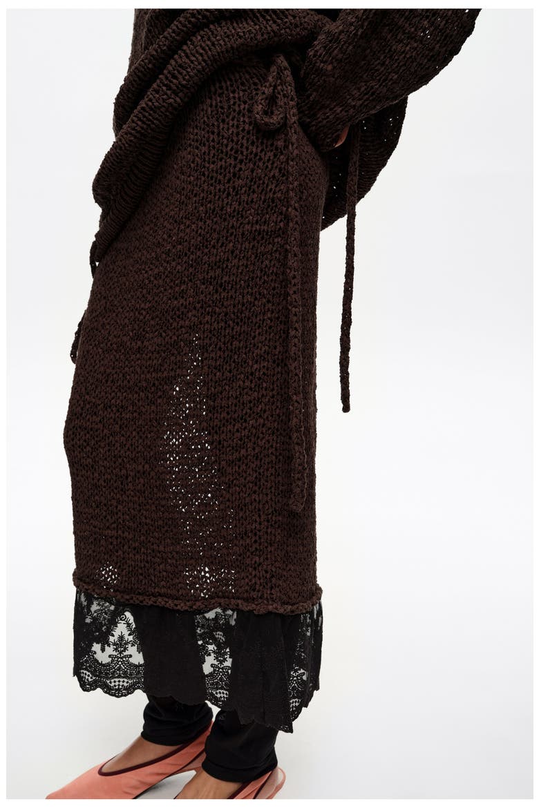 Lace Knit Skirt, Alternate, color, DARK BROWN