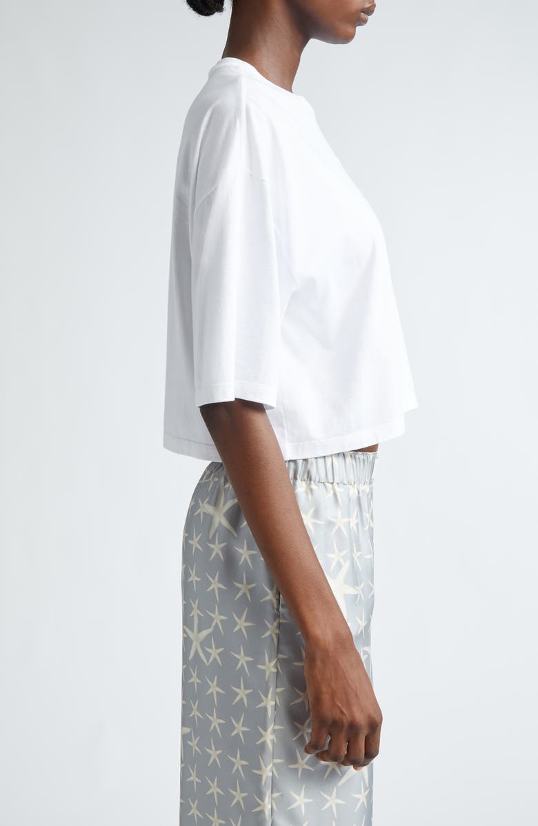 Versace Starfish Logo Crystal Embellished Crop Cotton T-Shirt, Alternate, color, 