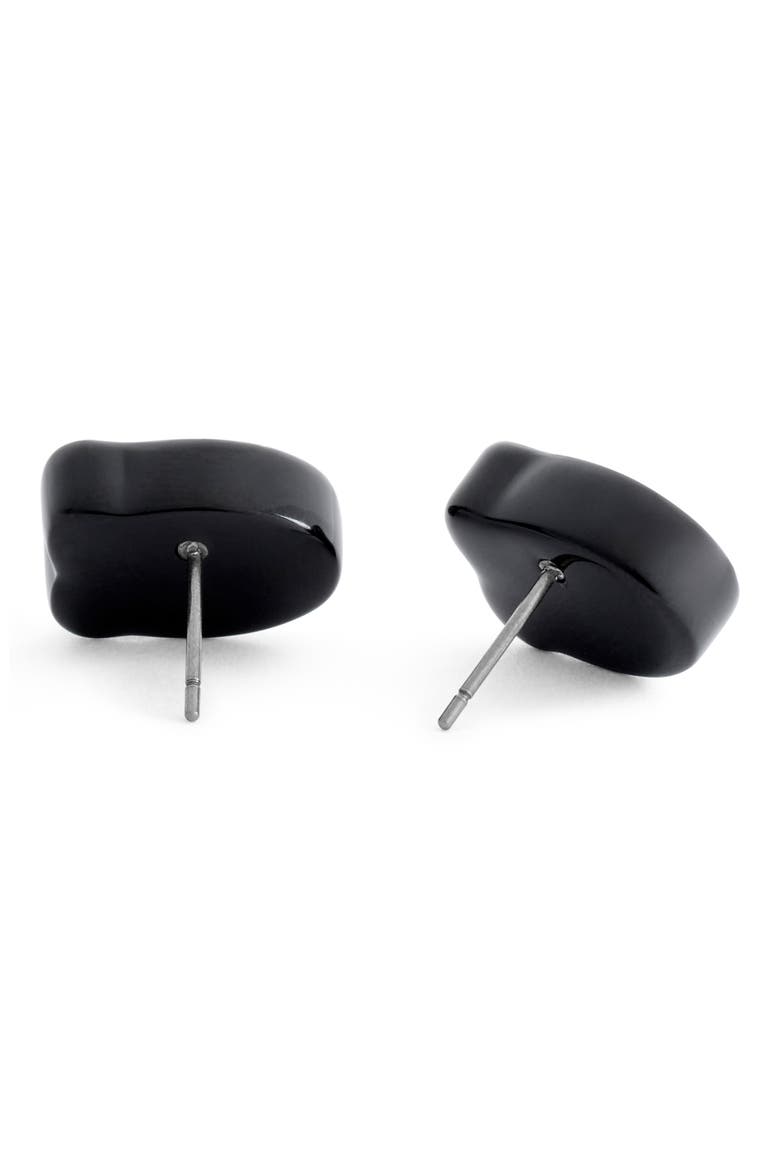 Resin C Stud Earrings, Alternate, color, BLACK
