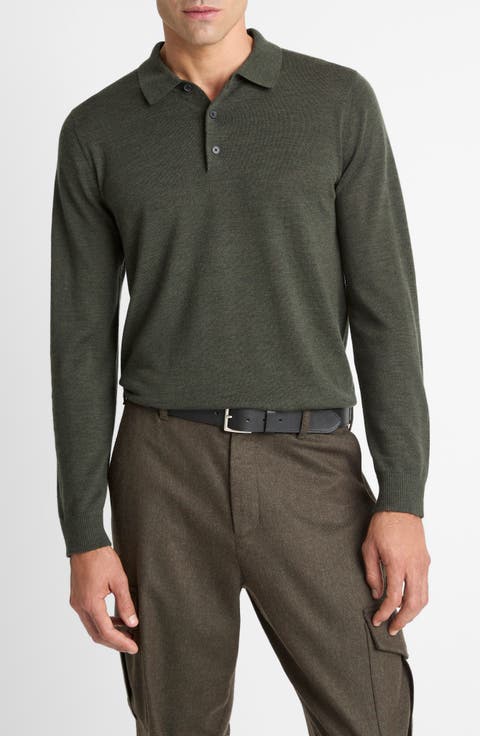 Long Sleeve Merino Wool Polo