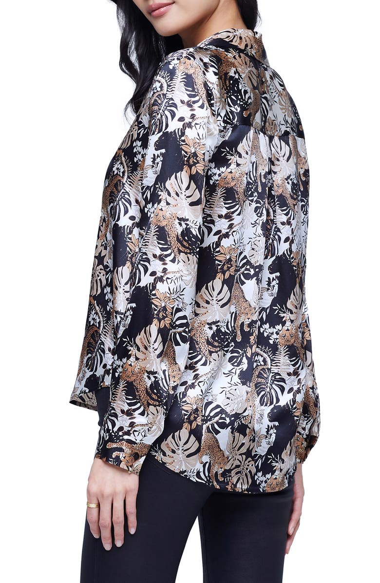 L'AGENCE Tyler Holly Mixed Print Long Sleeve Silk Blouse, Alternate, color, 