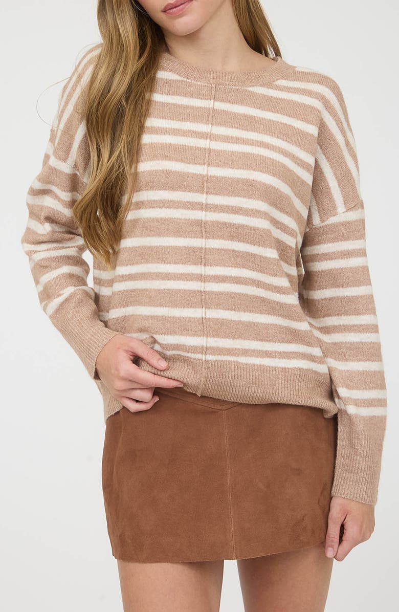 Blu Pepper Stripe Relaxed Fit Sweater, Main, color, Taupe
