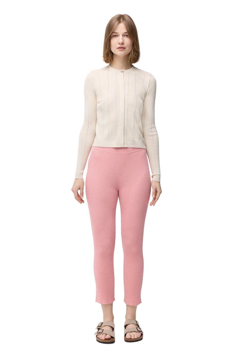 GOBI Mongolian Cashmere Rib-Knit Cashmere Silk Pants, Main, color, Pink Icing