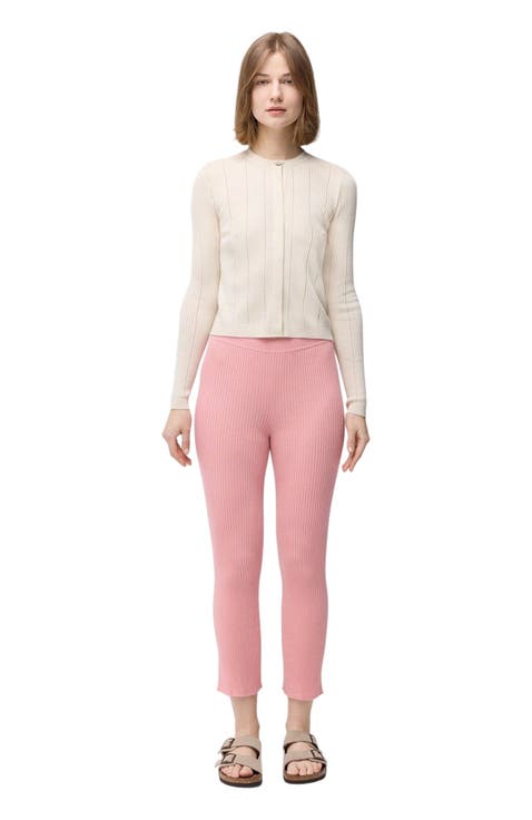Rib-Knit Cashmere Silk Pants