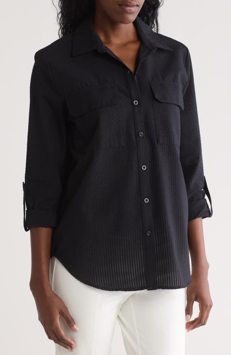 Izzie Seersucker Button-Up Shirt