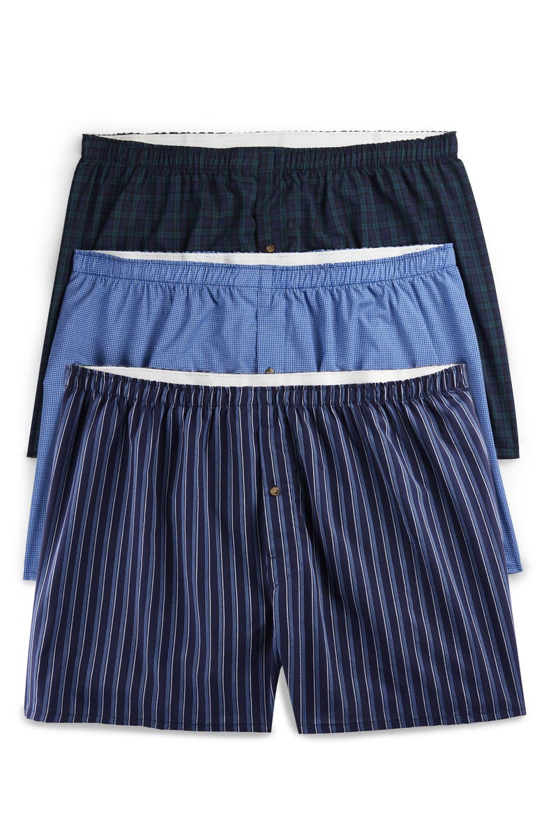 Harbor Bay by DXL 3-pk Woven Boxers, Main, color, Blue