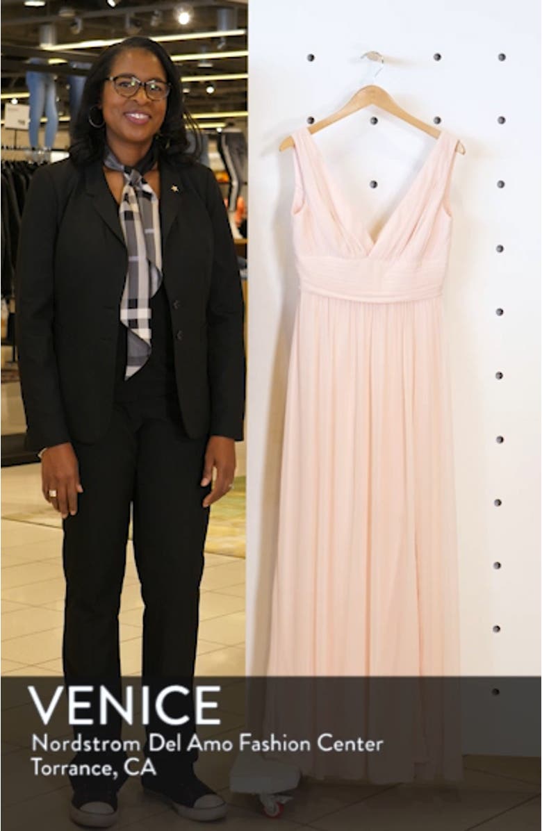 V-Neck Pleat Chiffon A-Line Gown, sales video thumbnail