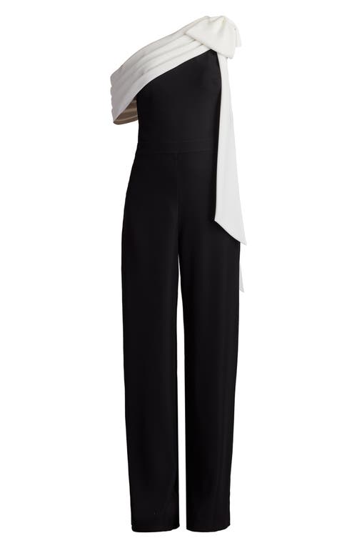 Tadashi Shoji Bow One-shoulder Crepe Jumpsuit