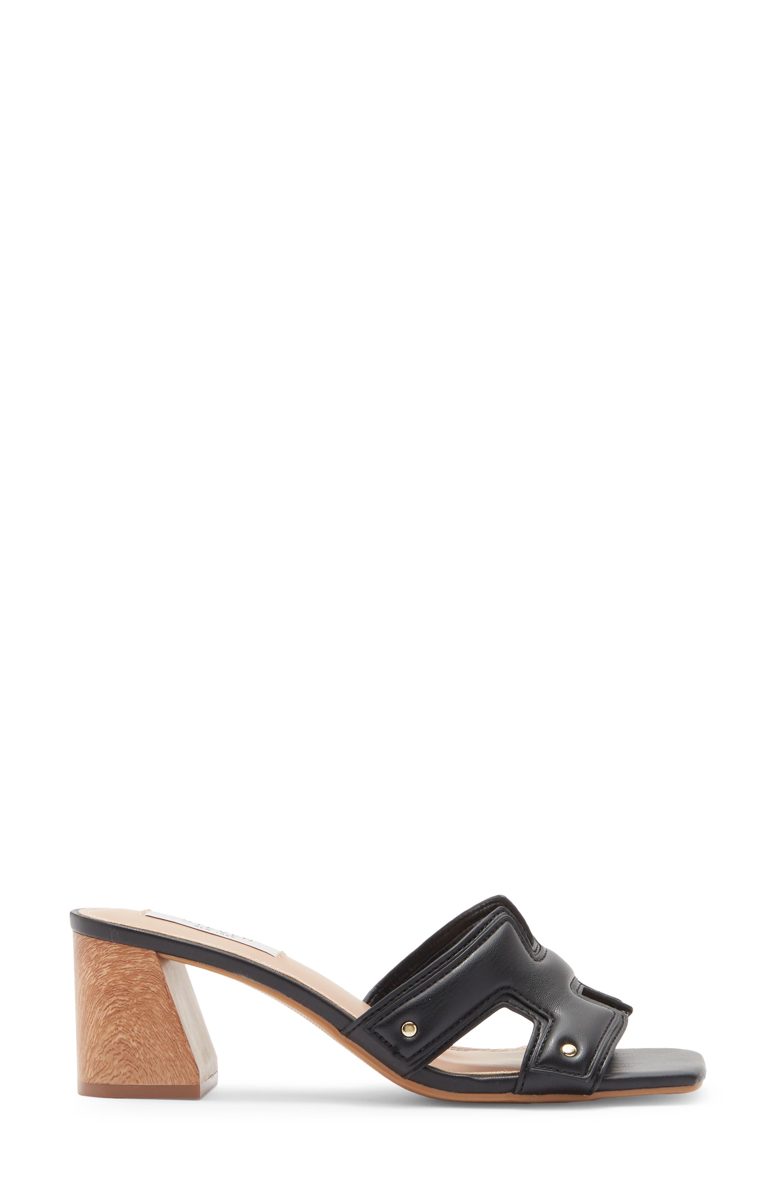 STEVEN Avina Block Heel Slide Sandal, Alternate, color, Black