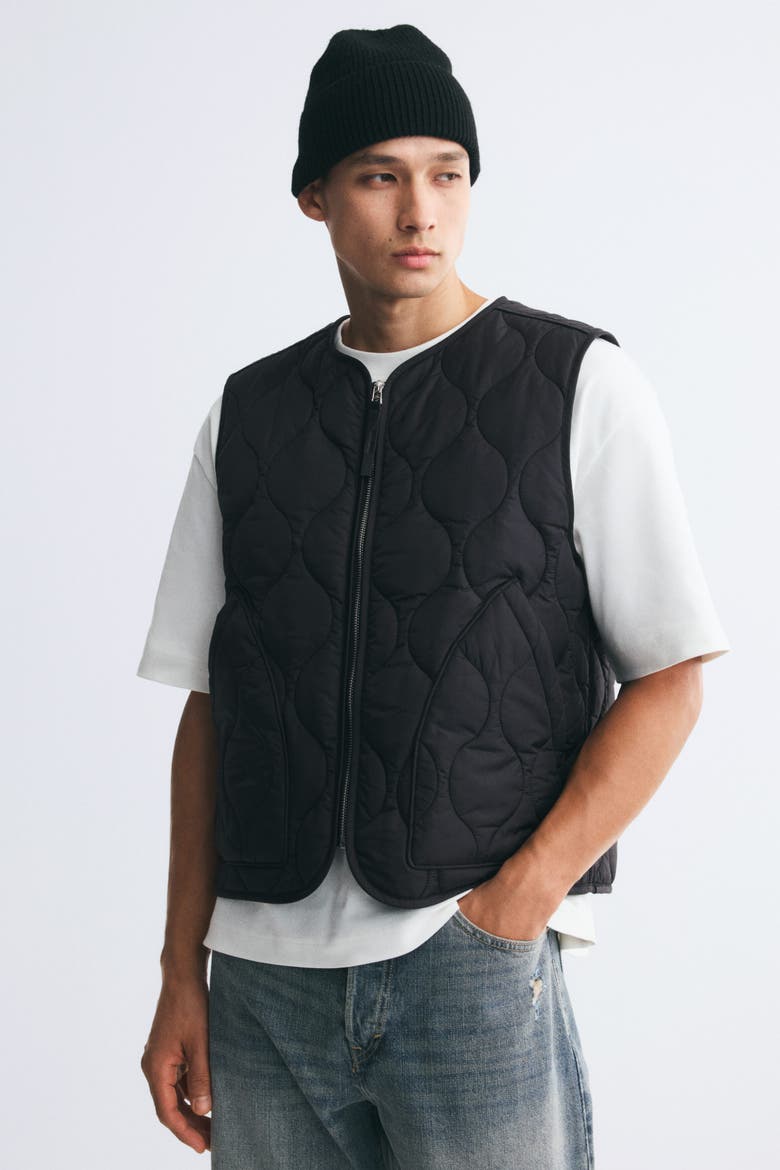Quilted Vest, Alternate, color, Black
