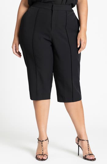 ELOQUII Center Pintuck Suiting Capri Pants | Nordstrom