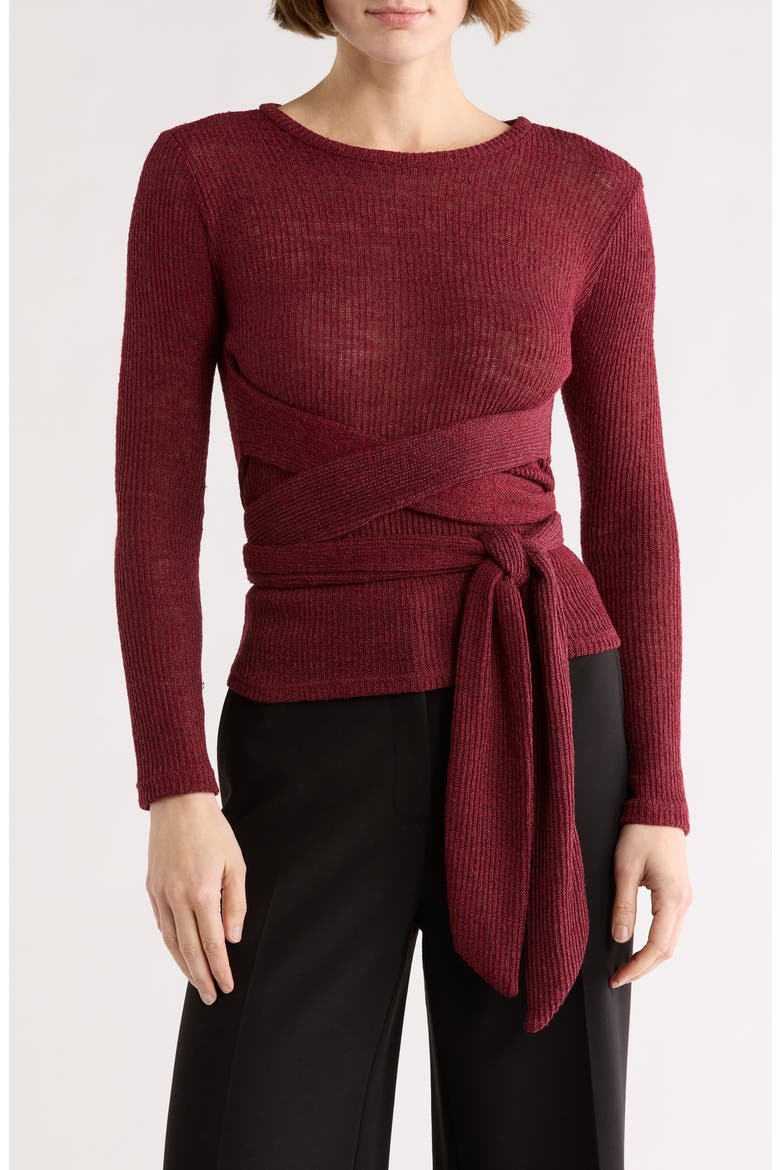 Tie Front Knit Sweater, Main, color, CHILLI OIL