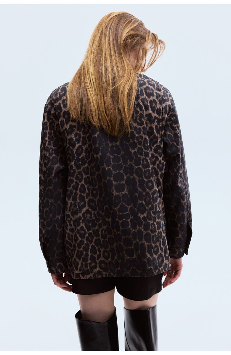 H&M Twill Jacket, Alternate, color, Brown/Leopard Print