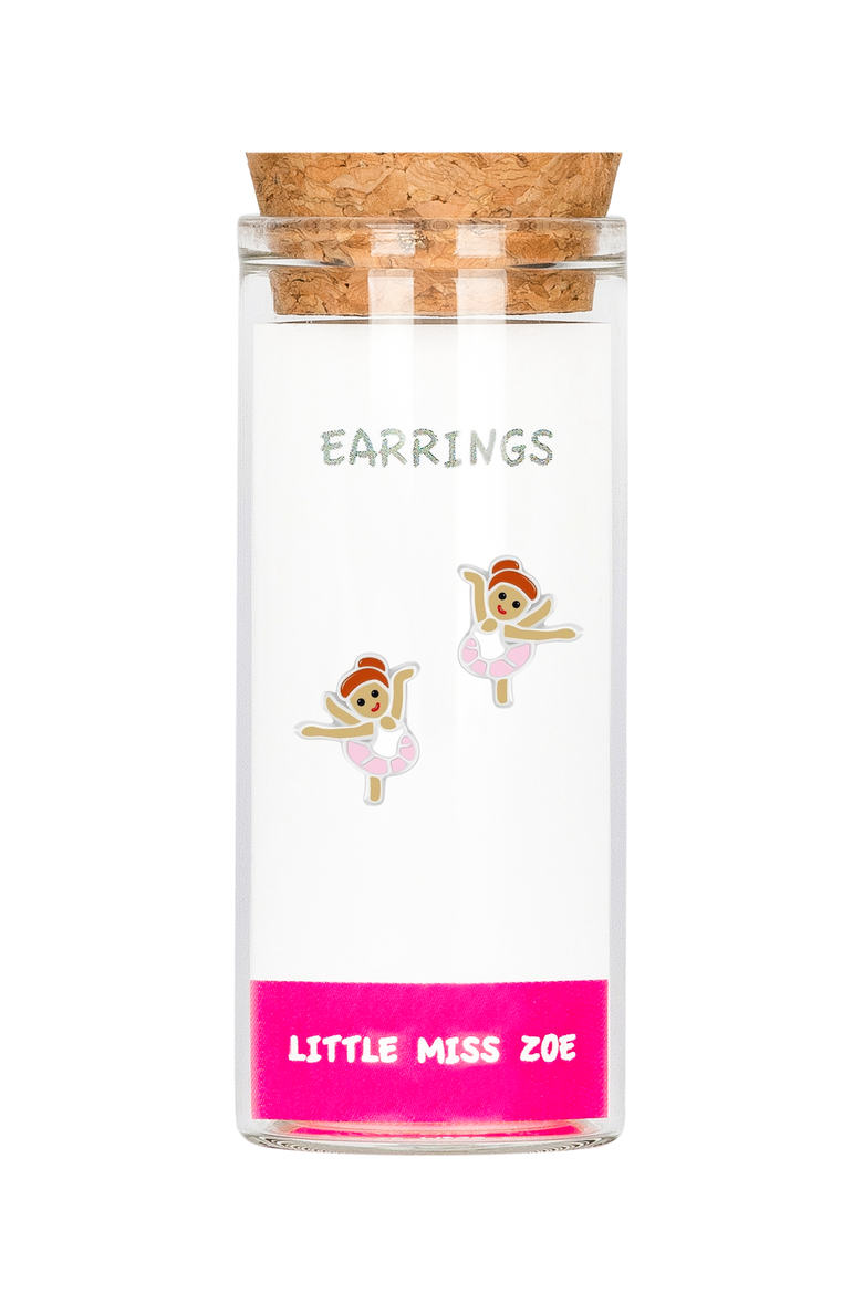 Kids' Sterling Silver Ballerina Stud Earrings in Gift Bottle, Main, color, Pink