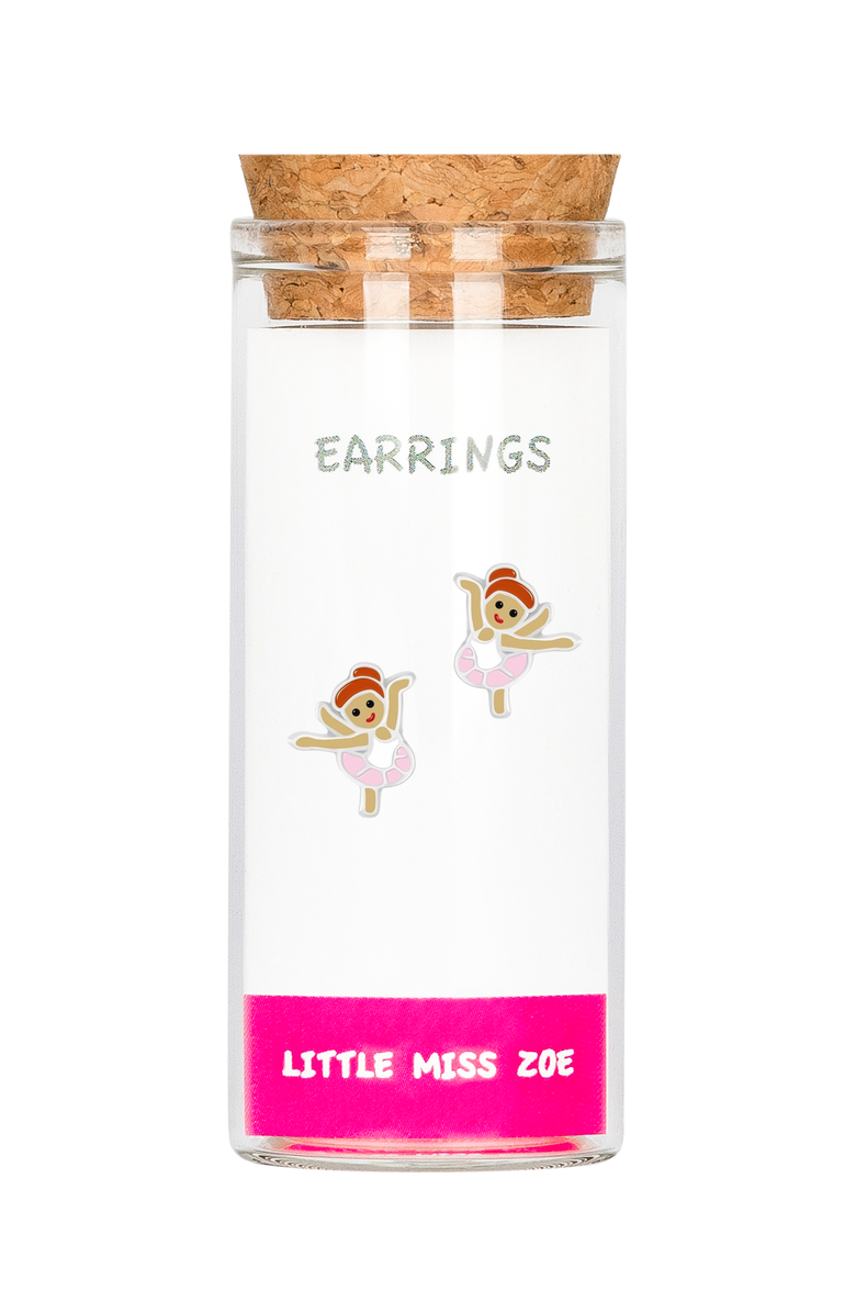 Little Miss Zoe Ballerina Stud Earrings, Main, color, Pink
